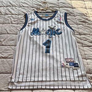 Adidas Magic Tracy McGrad Basketball Jersey in White and Black with Blue Accents